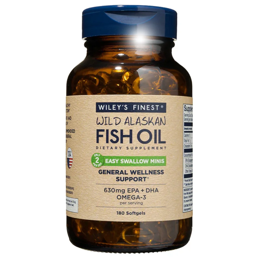 Wiley's Finest Easy Swallow Minis Wild Alaskan Fish Oil, kapsule (180 kapsul)